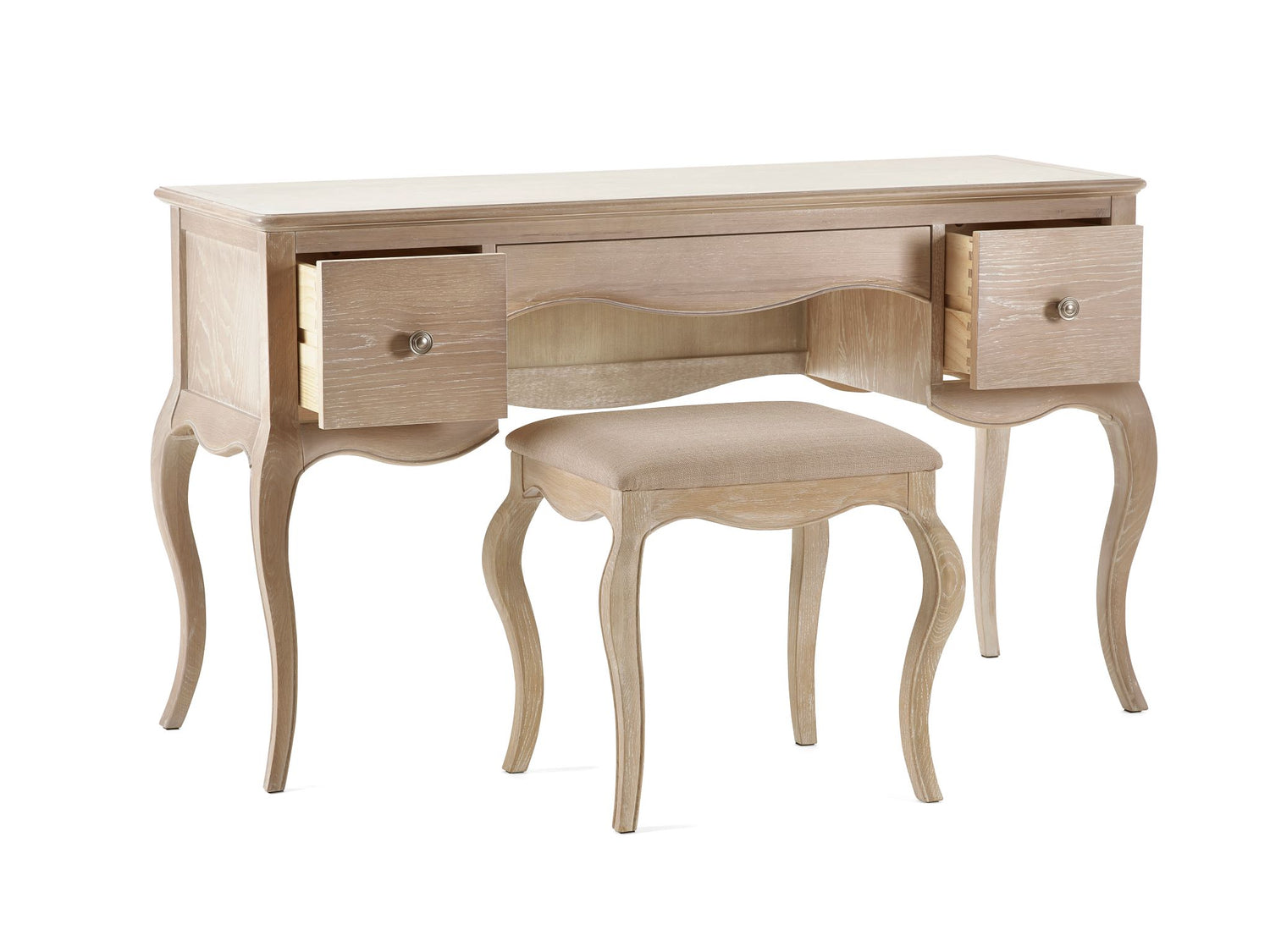 Julian Bowen Camille Dressing Table And Stool Drawers Open-Better Bed Company