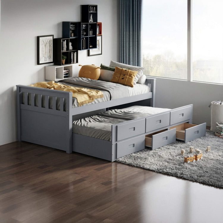 Heartlands Furniture Captains Single Storage Bed Grey-Better Bed Company 