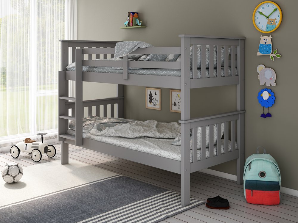 Carra Bunk Bed And 2 Mattress Bundle Grey-Better Bed Company