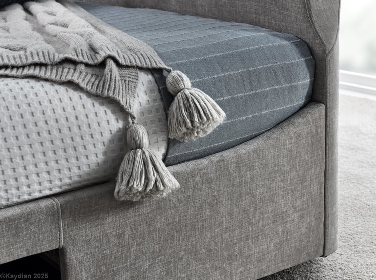 Kaydian Darras Mandarin Light Grey TV Bed with Dolby Atmos System Side Rail Detail-Better Bed Company