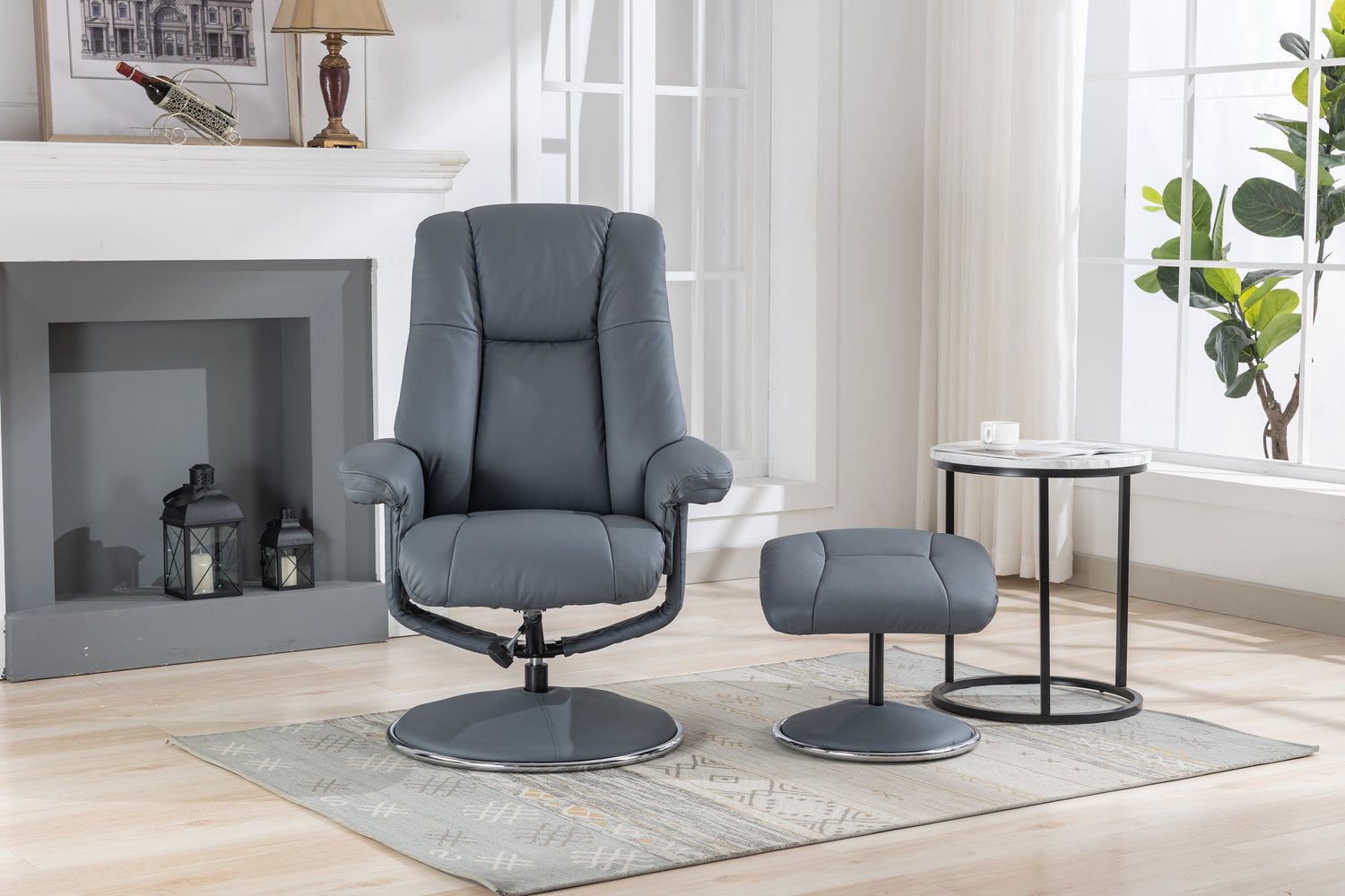 GFA Denver Recliner And Foot Stool-Petrol Blue-Better Bed Company