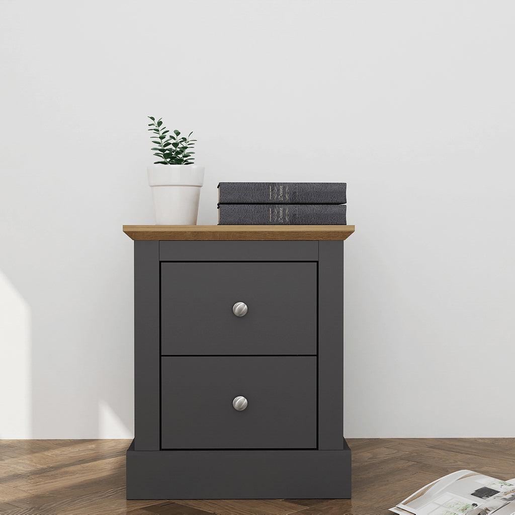 LPD Furniture Devon Oak Bedside Cabinet Charcoal-Better Bed Company