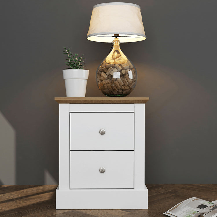 LPD Furniture Devon Oak Bedside Cabinet White-Better Bed Company