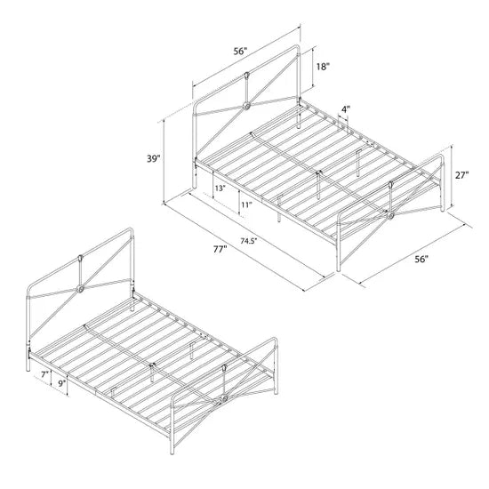 Dorel Leopold Metal Bed Black Dimensions-Better Bed Company