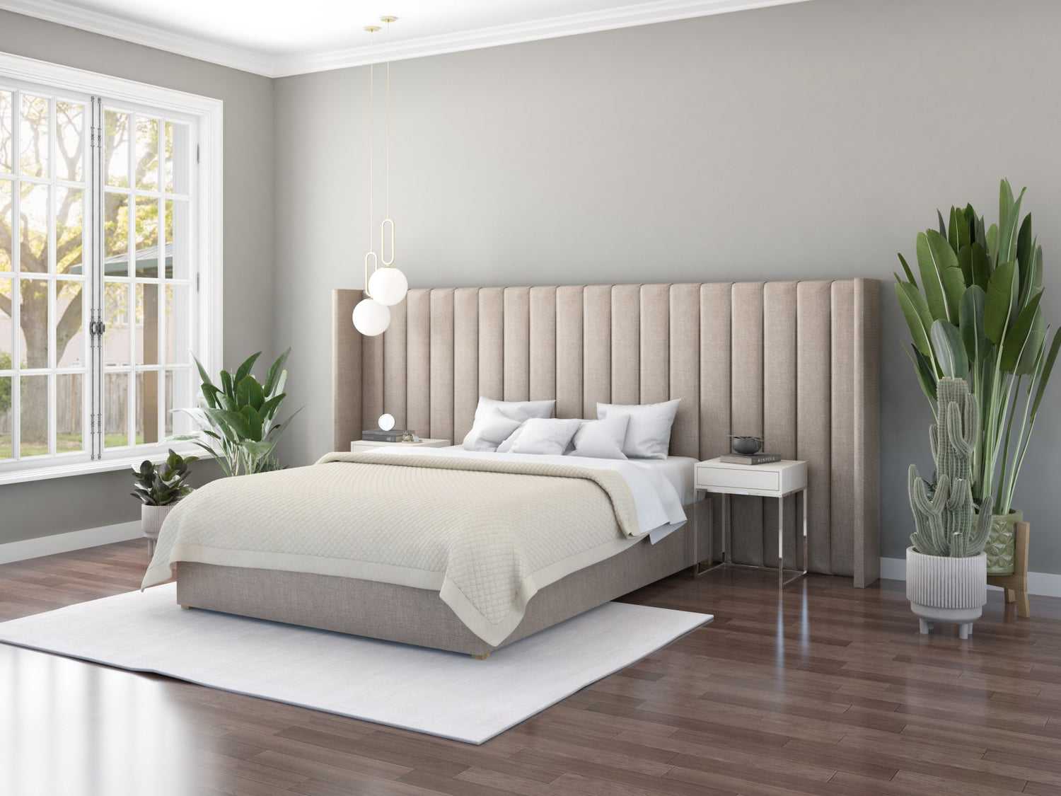 Aspire Grandeur Fabric Ottoman Bed-Eire Linen-Natural-Better Bed Company