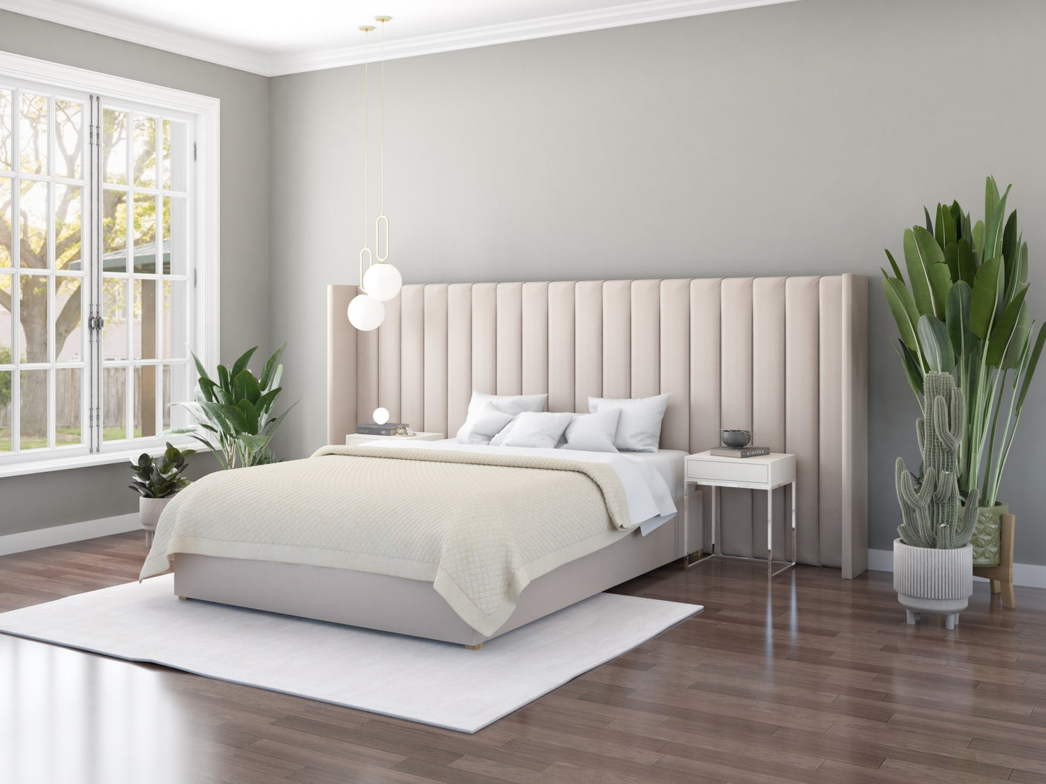 Aspire Grandeur Fabric Ottoman Bed-Eire Linen-Off White-Better Bed Company
