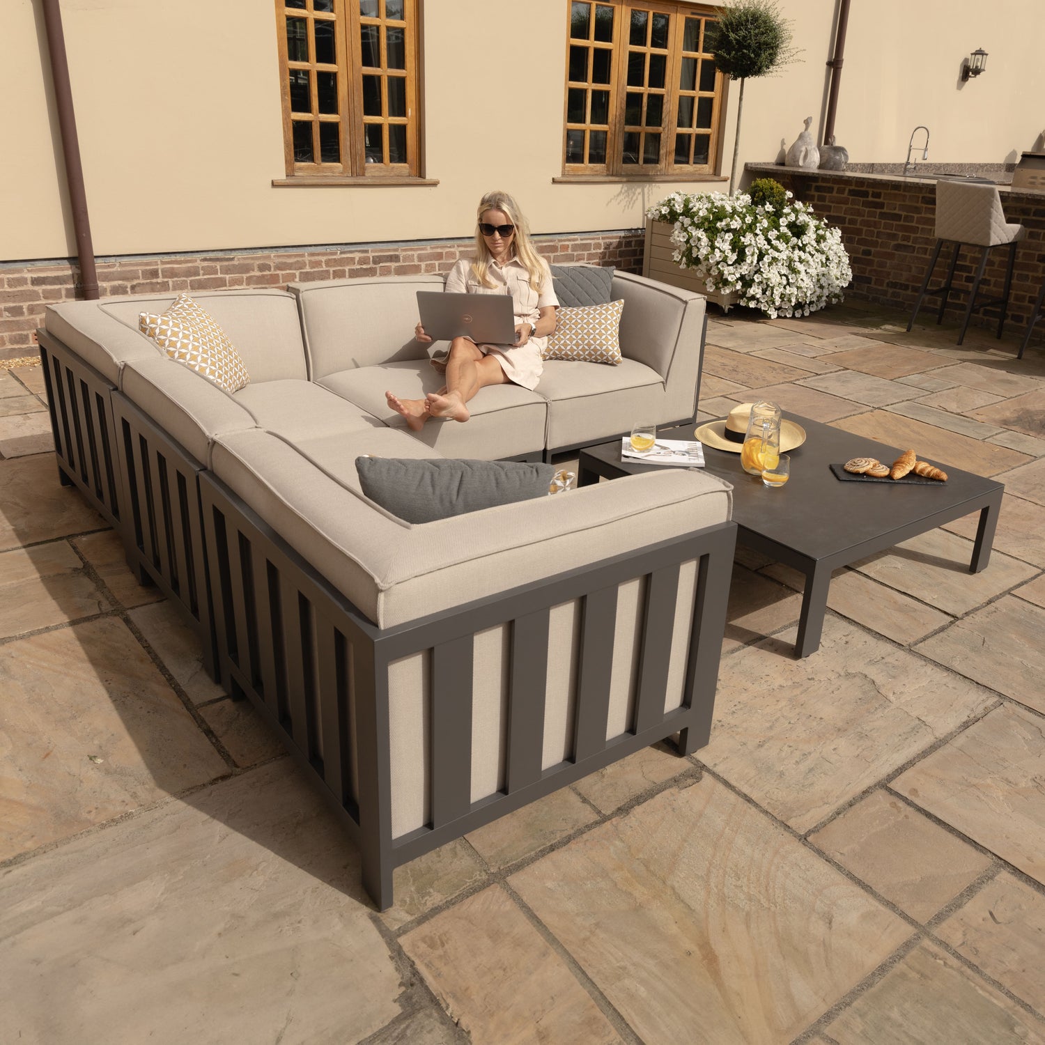 Maze Ibiza Small Corner Sofa Set With Square Coffee Table From Side-Better Bed Company