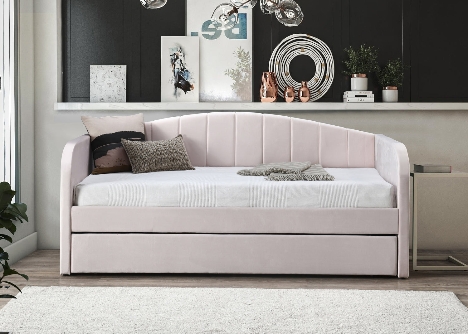 Flintshire Fabric Daybed Pink From Front-Better Bed Company