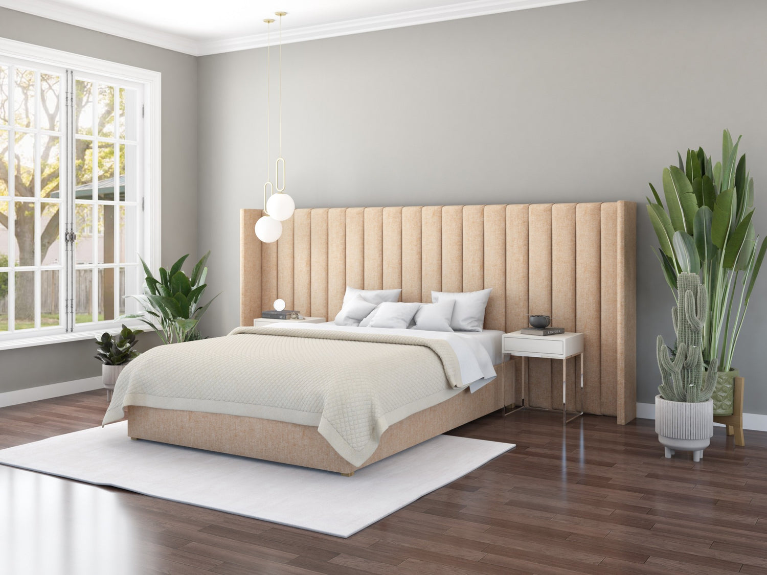 Aspire Grandeur Fabric Ottoman Bed-Firenza_Velour_Champagne-Better Bed Company