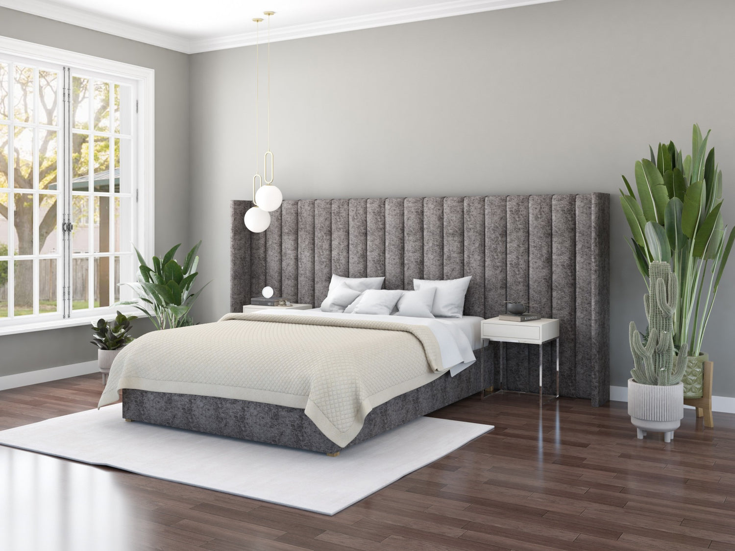 Aspire Fabric Ottoman Bed-Firenza_Velour_Charcoal-Better Bed Company