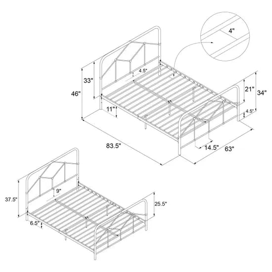 Dorel NG Francis Farmhouse Metal Bed King Size-Better Bed Company