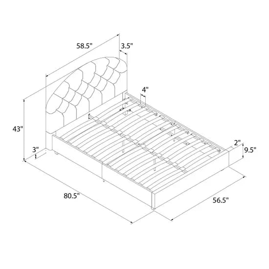 Dorel Aspen Upholstered Bed Double-Better Bed Company