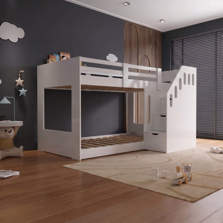Heartlands Furniture Hailey Bunk Bed with Staircase Storage-Better Bed Company