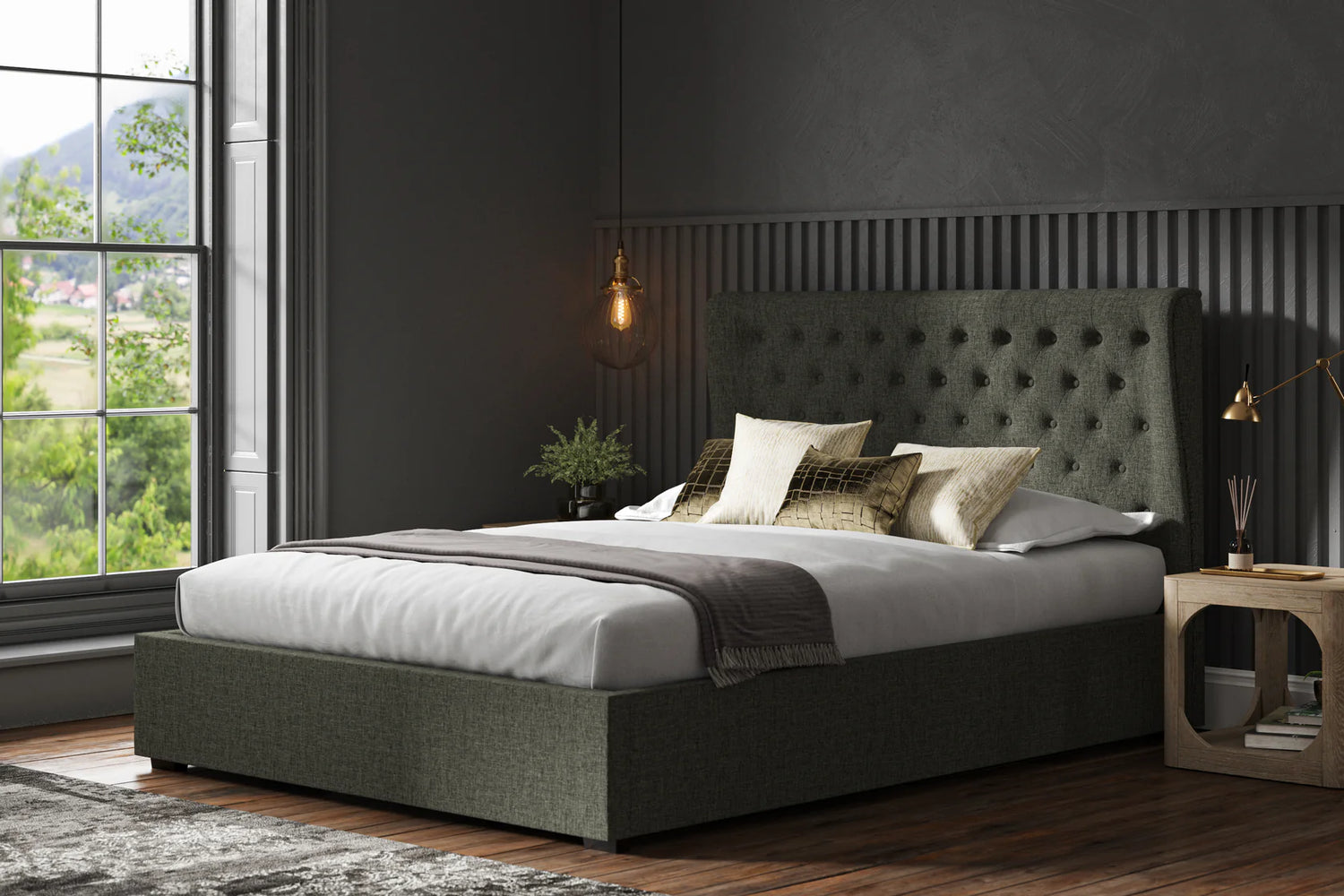 Emporia Beds Hampstead Ottoman Bed Dark Grey Linen-Better Bed Company