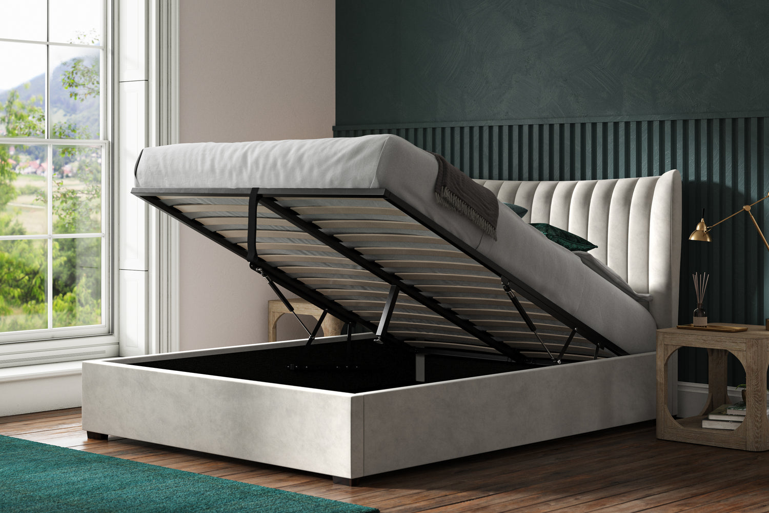 Emporia Beds Harcourt Ottoman Bed Light Grey-Better Bed Company