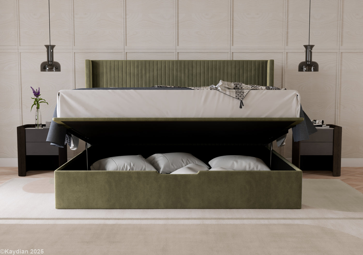Kaydian Hartley ottoman bed-Olive-Better Bed Company