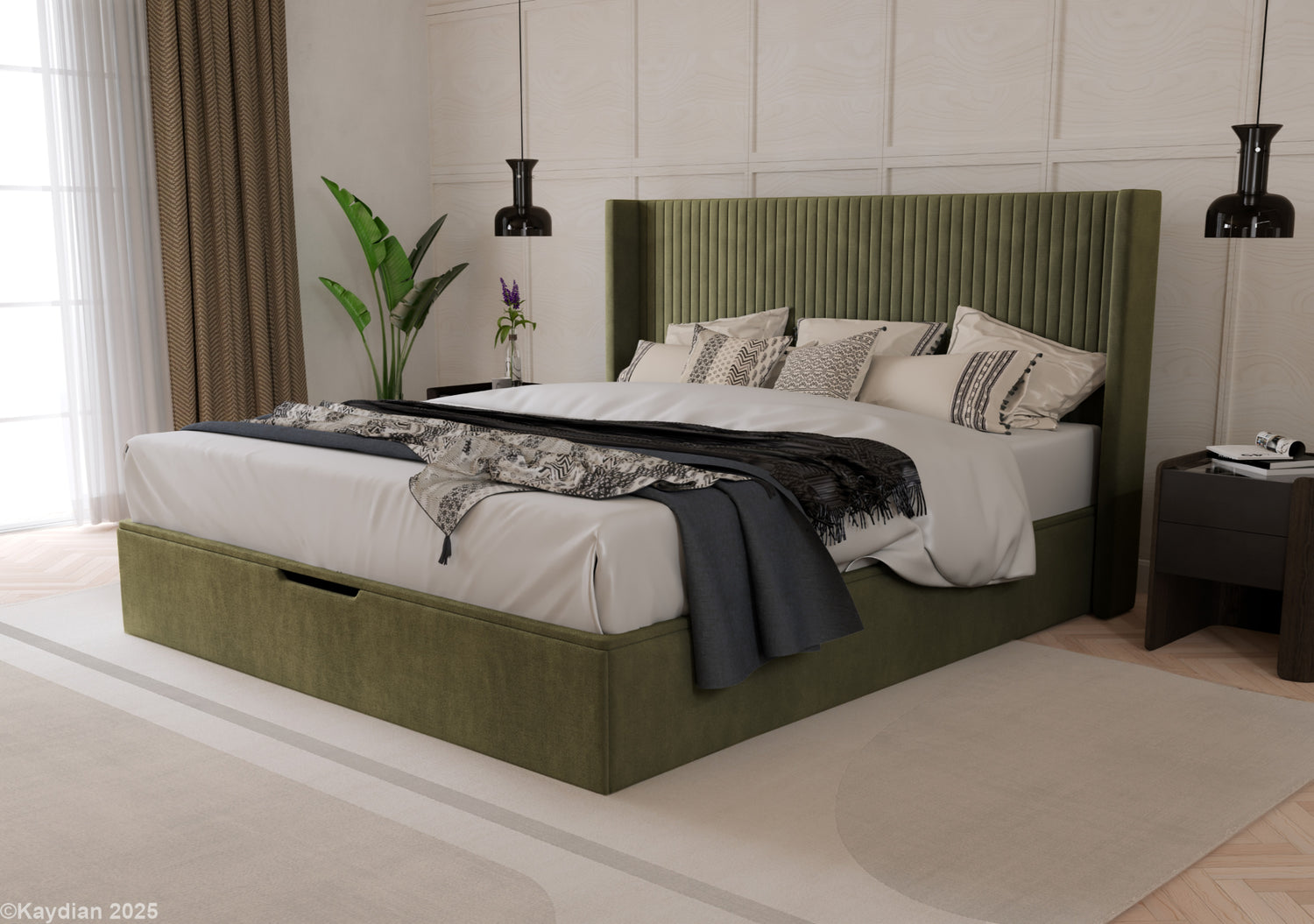 Kaydian Hartley ottoman bed-Olive-Better Bed Company
