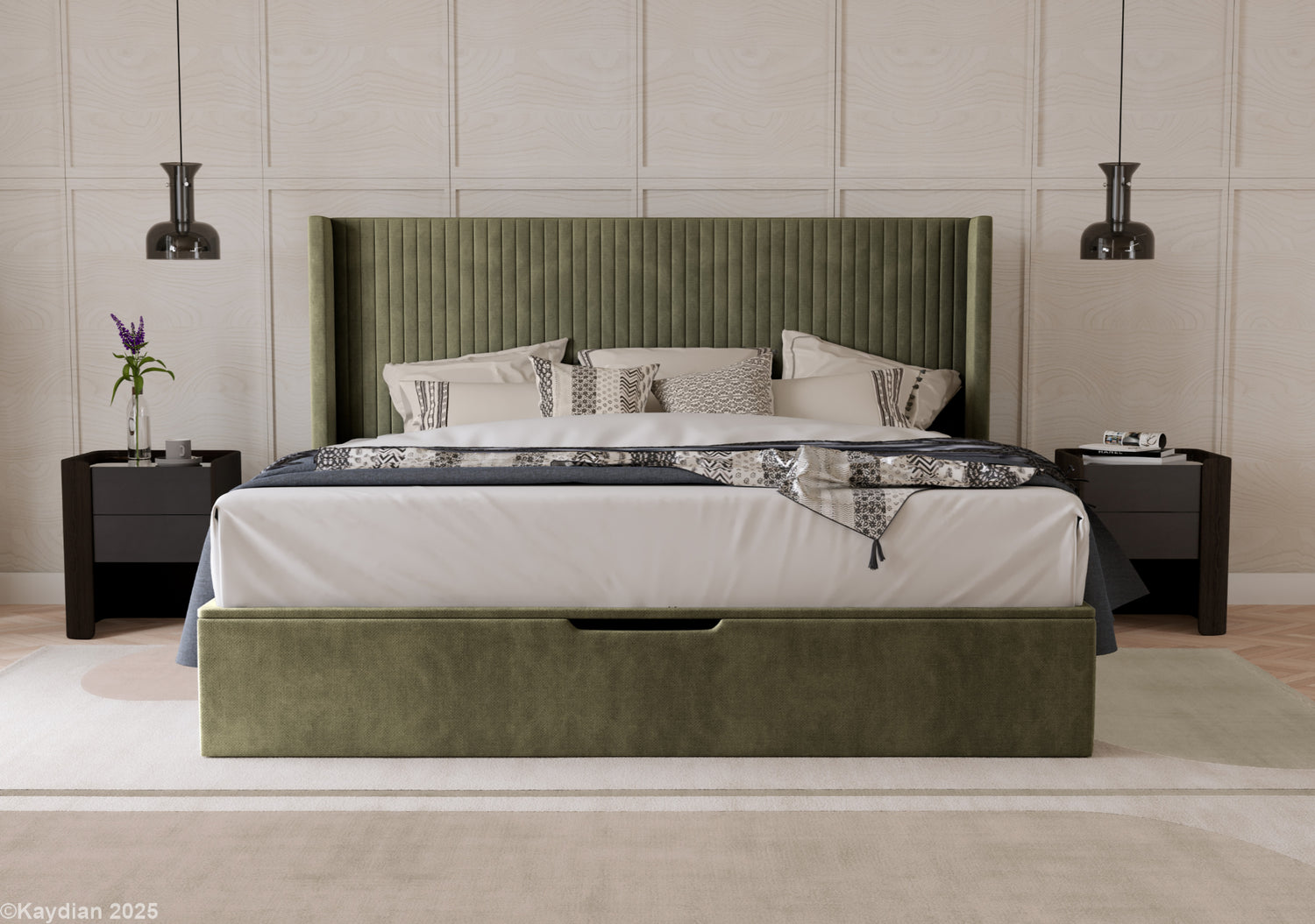Kaydian Hartley ottoman bed-Olive-Better Bed Company