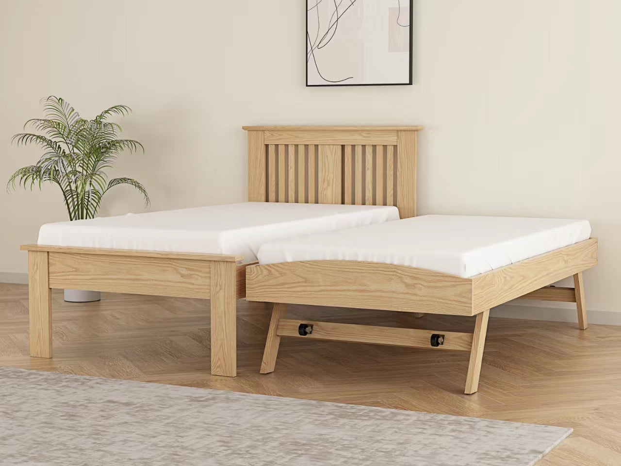 Flintshire Hendre Guest Bed Oak As A Bed-Better Bed Company