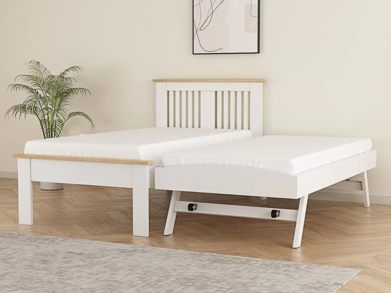 Flintshire Hendre Guest Bed White And Oak As A Bed-Better Bed Company