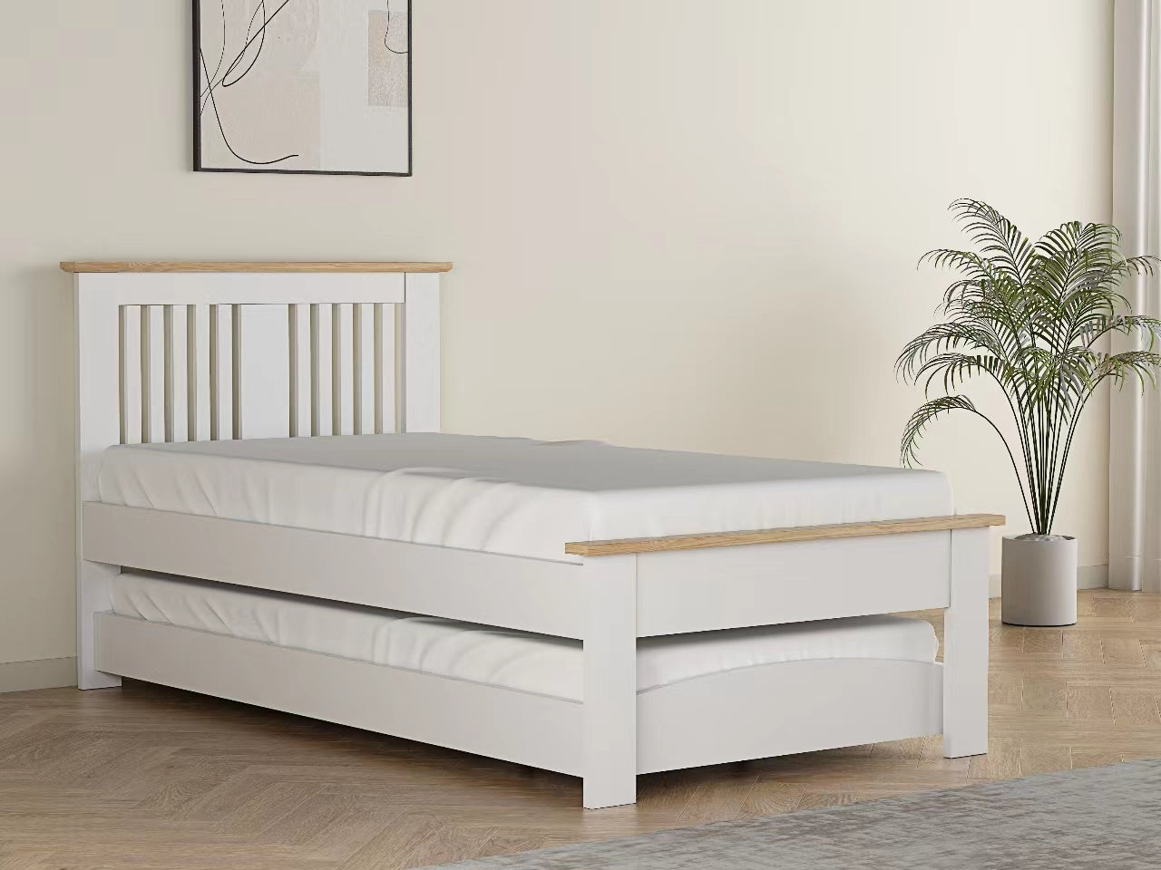 Flintshire Hendre Guest Bed White And Oak-Better Bed Company