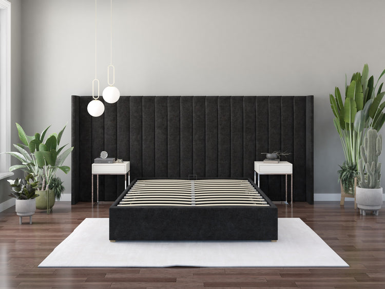 Aspire Grandeur Fabric Ottoman Bed-Kimiyo Linen-Charcoal-Better Bed Company