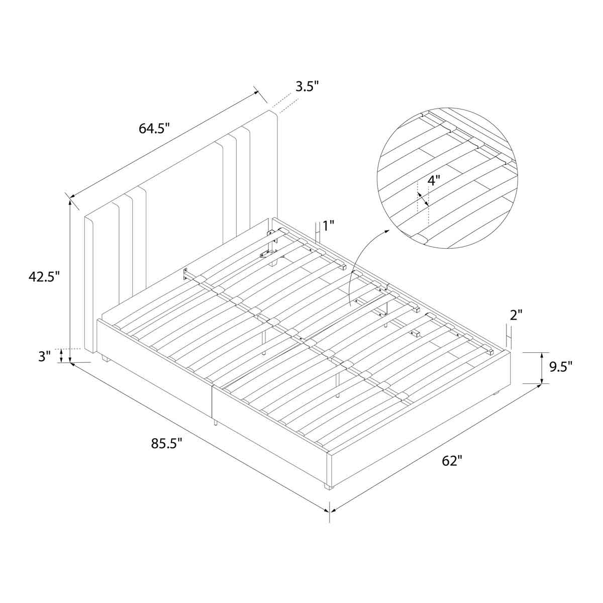 Dorel Charis Upholstered Bed King-Better Bed Company