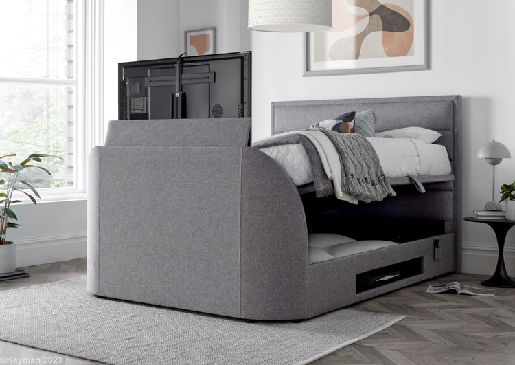 Kaydian Kirkby Marbella Grey TV Ottoman Bed TV And Storage Up-Better Bed Company