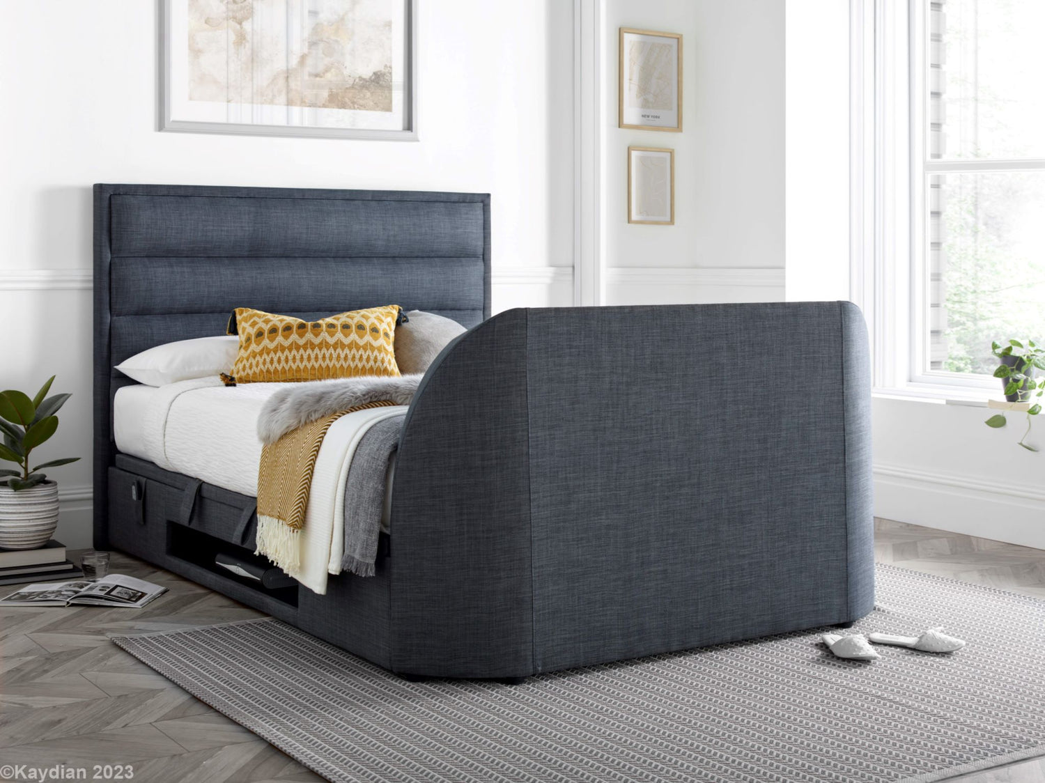 Kaydian Kirkby Pendle Slate TV Ottoman Bed-Better Bed Company