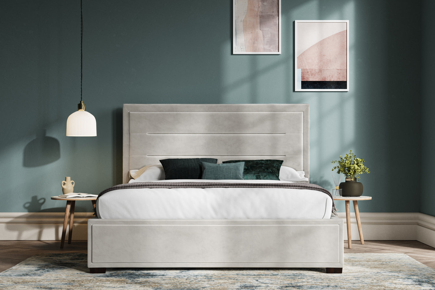 Emporia Beds Knightsbridge Ottoman Bed Light Grey From Front-Better Bed Company