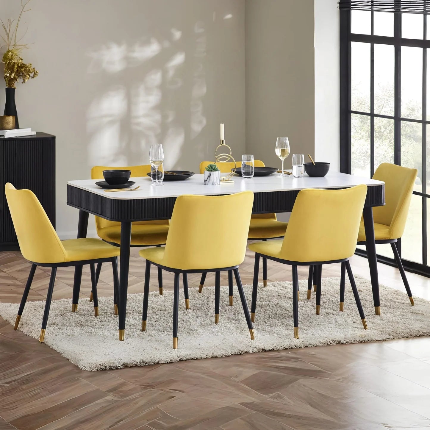 Julian Bowen Louis Dining Table With Drawers With Chairs-Better Bed Company