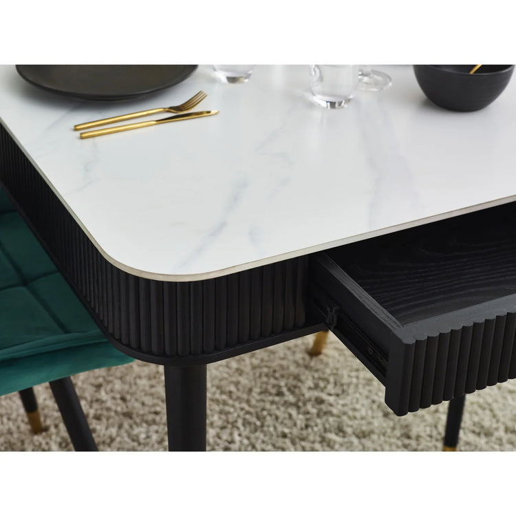 Julian Bowen Louis Dining Table With Drawers Corner Close Up-Better Bed Company