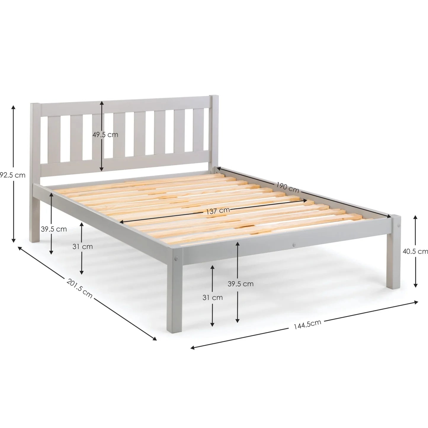 Julian Bowen Luna Bed White Double Dimensions-Better Bed Company