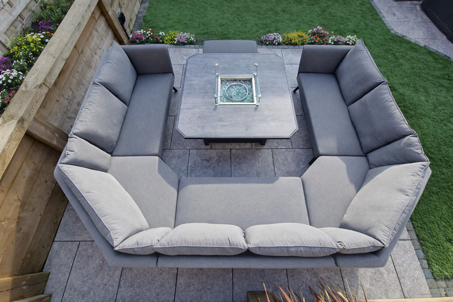 Signature Weave Luna U shape fabric sofa with Gas Fire Pit Table-Better Bed Company