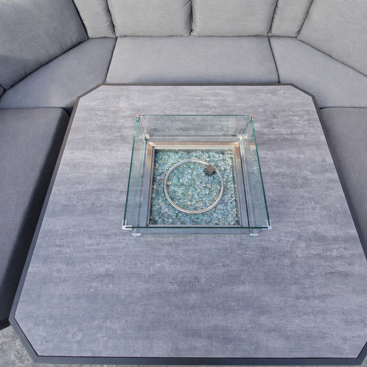 Signature Weave Luna U shape fabric sofa with Gas Fire Pit Table-Better Bed Company