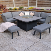 Signature Weave Luna L shape fabric sofa with Gas Fire Pit Table-Better Bed Company