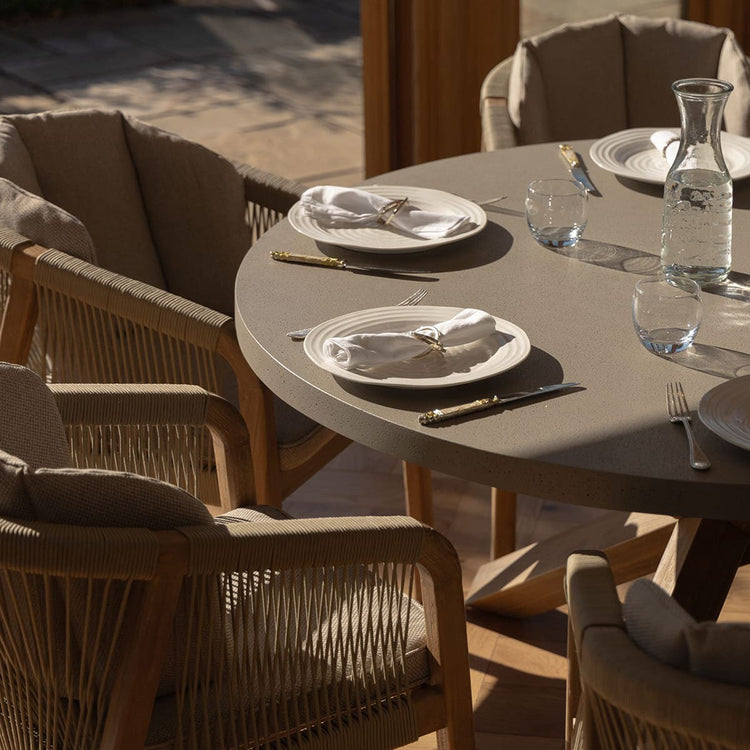 Maze Martinique 6 Seat Round Dining Set Side Detail-Better Bed Company