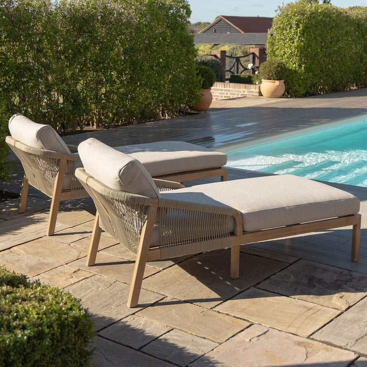 Maze Martinique Double Sunlounger Set From Side Back-Better Bed Company