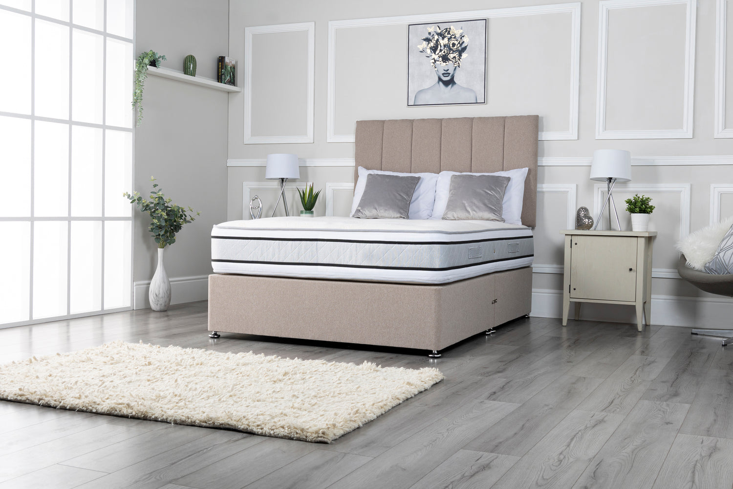 Myer Adams Memory Pocket Silk Divan Bed From Side-Better Bed Company