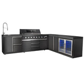 Maze Corner Outdoor Kitchen With Sink And Single Fridge-Better Bed Company