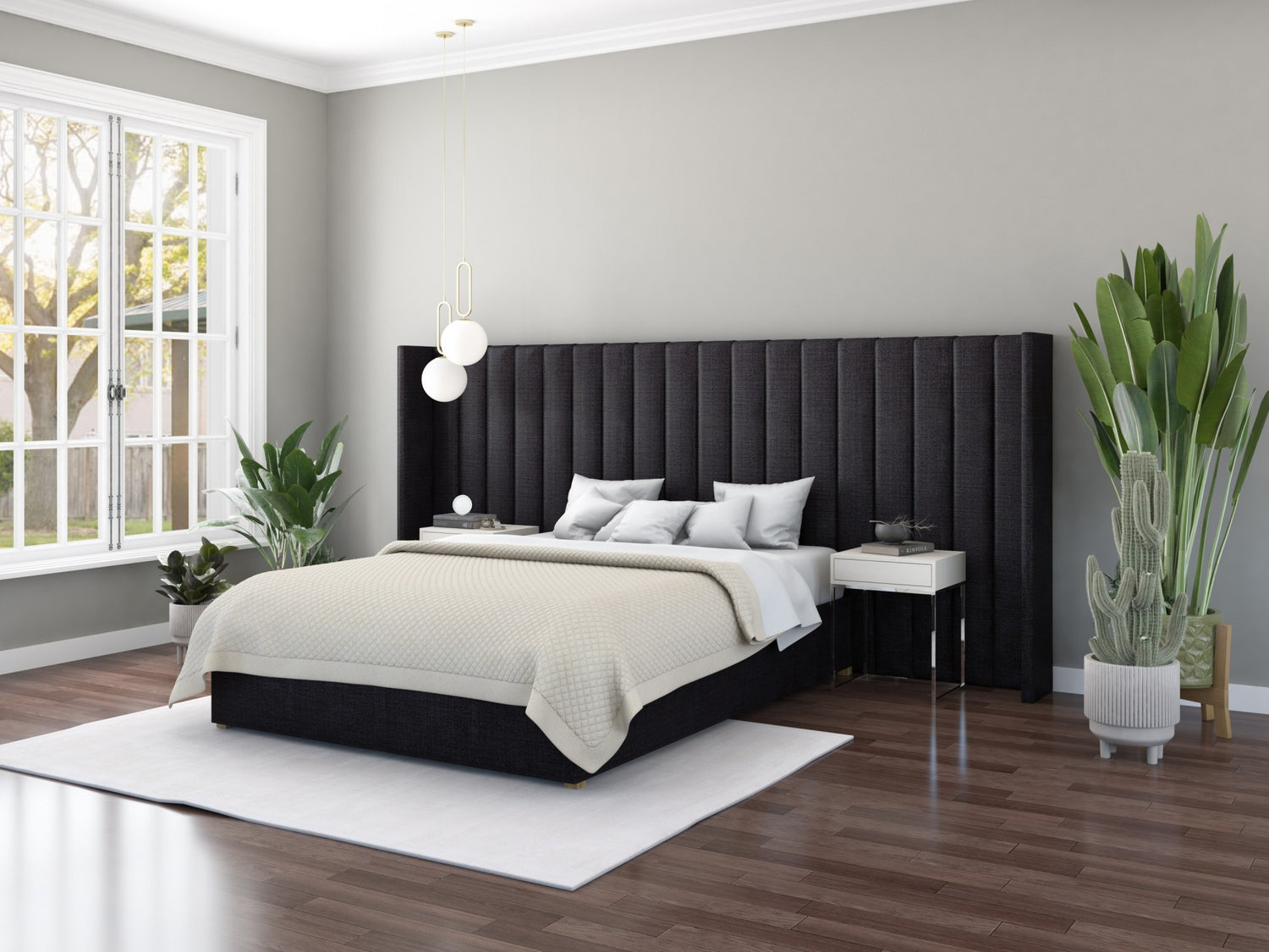 Aspire Grandeur Fabric Ottoman Bed-Malham Weave-Ebony-Better Bed Company