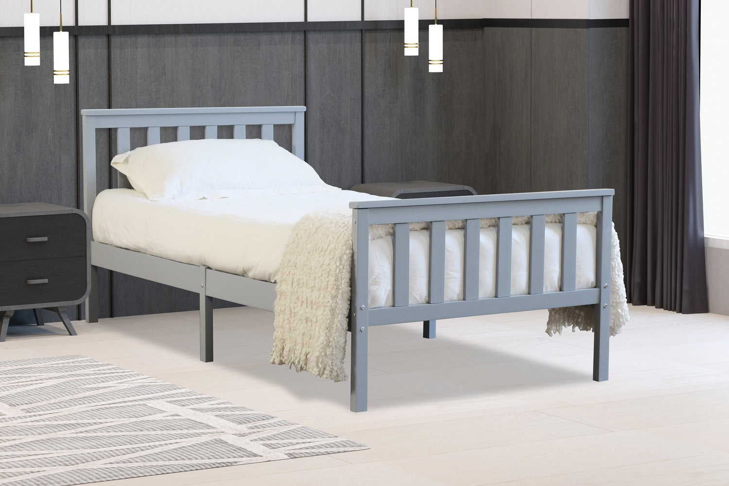 Flintshire Marnel Bed Frame Grey From Side-Better Bed Company