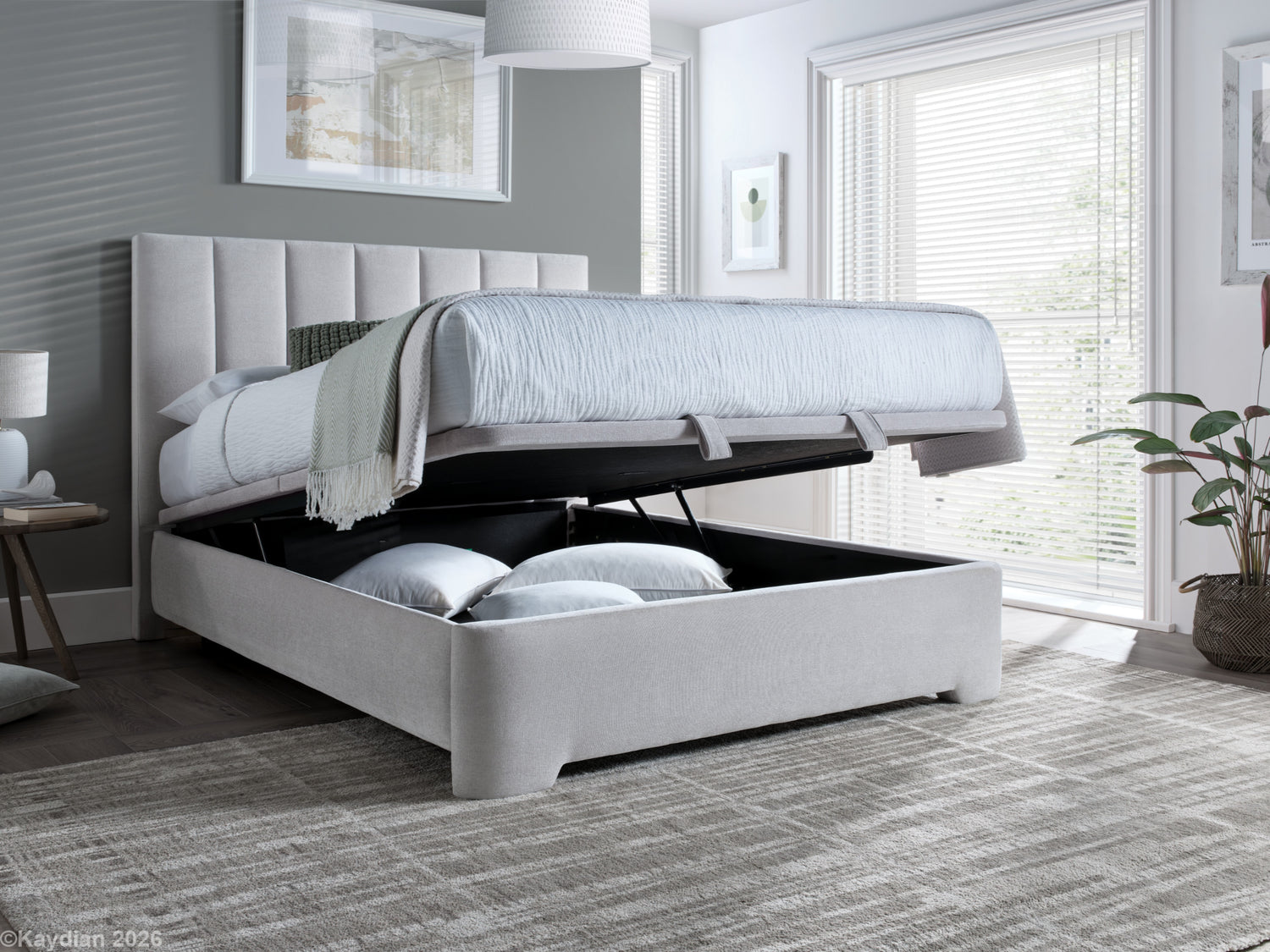 Kaydian Medburn Maskat Clay Ottoman Bed Side Open-Better Bed Company