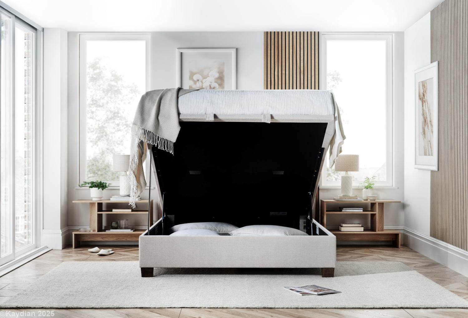 Kaydian Newton Maskat Clay Ottoman Bed Open OSB-Better Bed Company