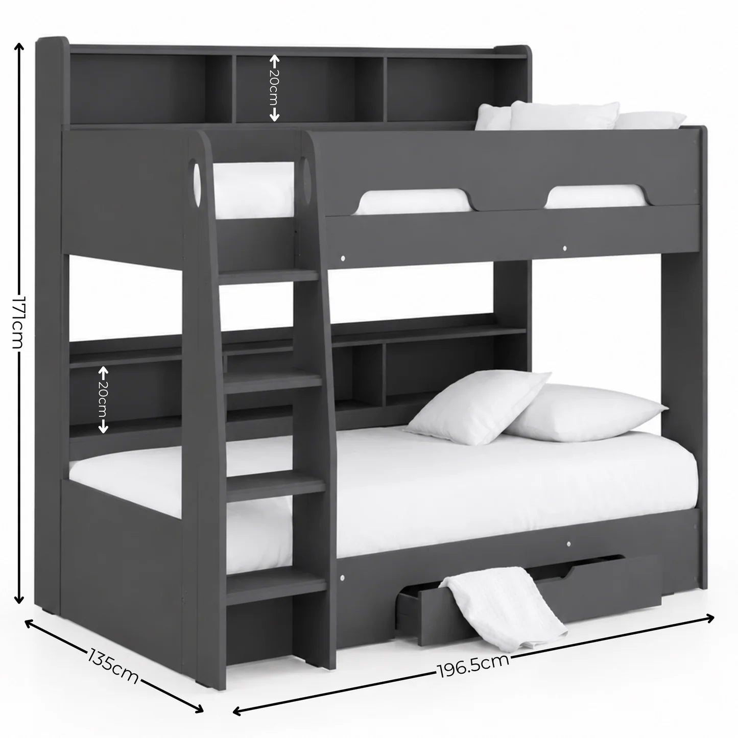 Julian Bowen Orion Bunk Bed Anthracite Dimensions-Better Bed Company