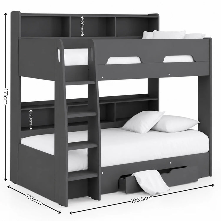 Julian Bowen Orion Bunk Bed Anthracite Dimensions-Better Bed Company