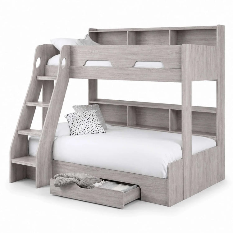 Julian Bowen Orion Triple Bunk Grey Oak From Side-Better Bed Company
