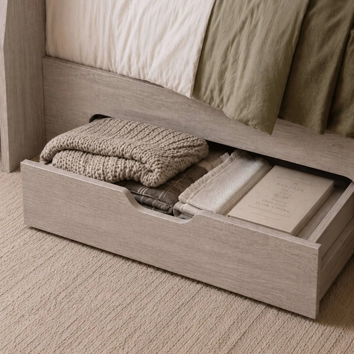 Julian Bowen Orion Triple Bunk Grey Oak Drawer Close Up-Better Bed Company