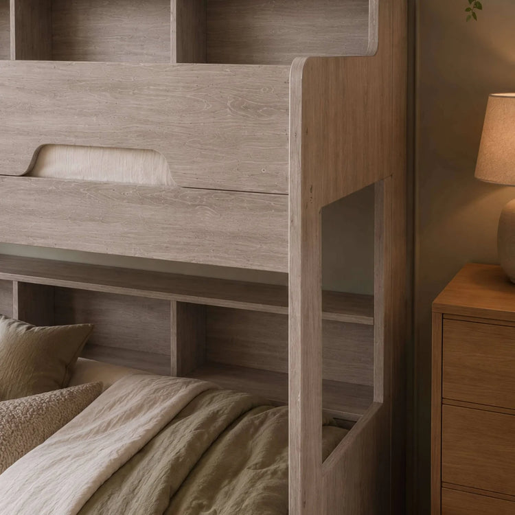 Julian Bowen Orion Triple Bunk Grey Oak Corner Close Up-Better Bed Company