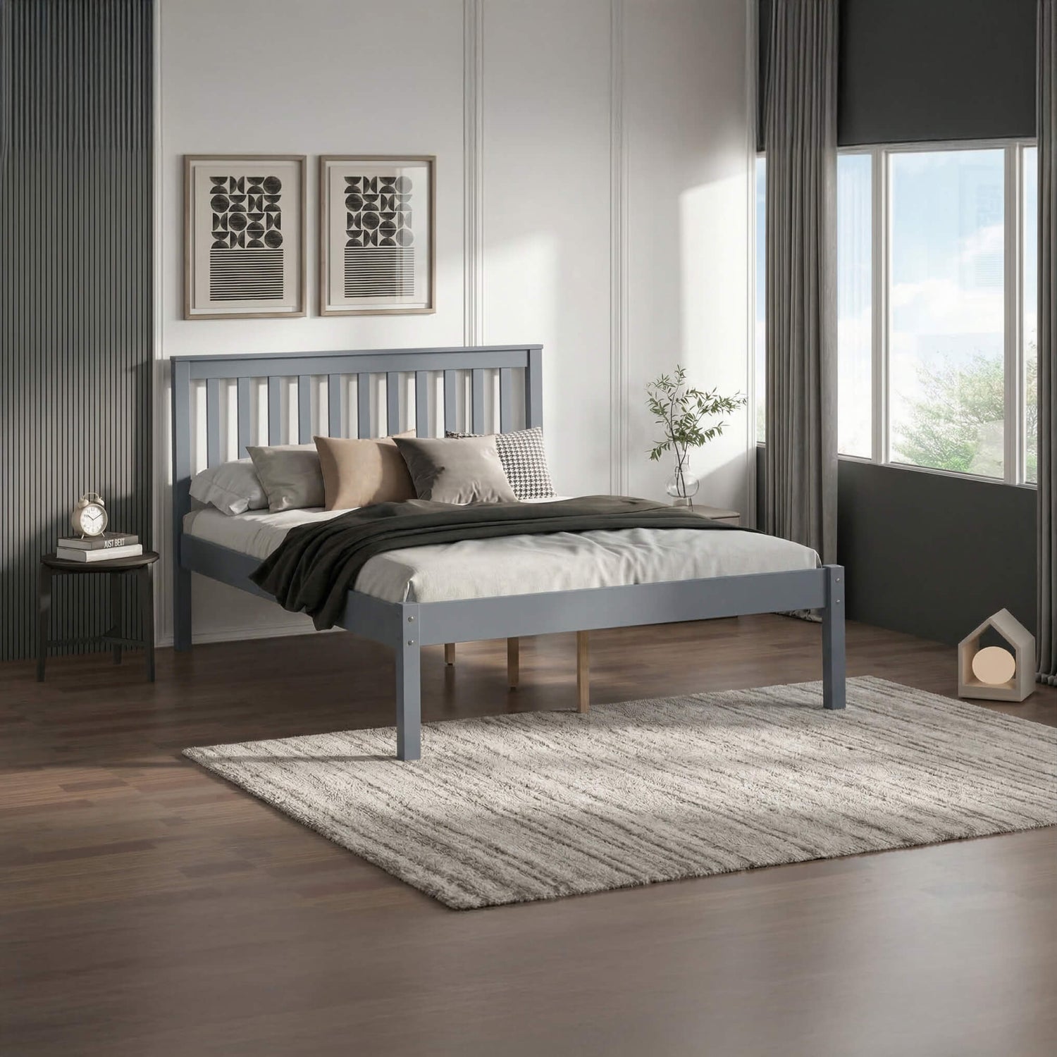 Heartlands Furniture Otto Wooden Bed Frame Grey Double-Better Bed Company